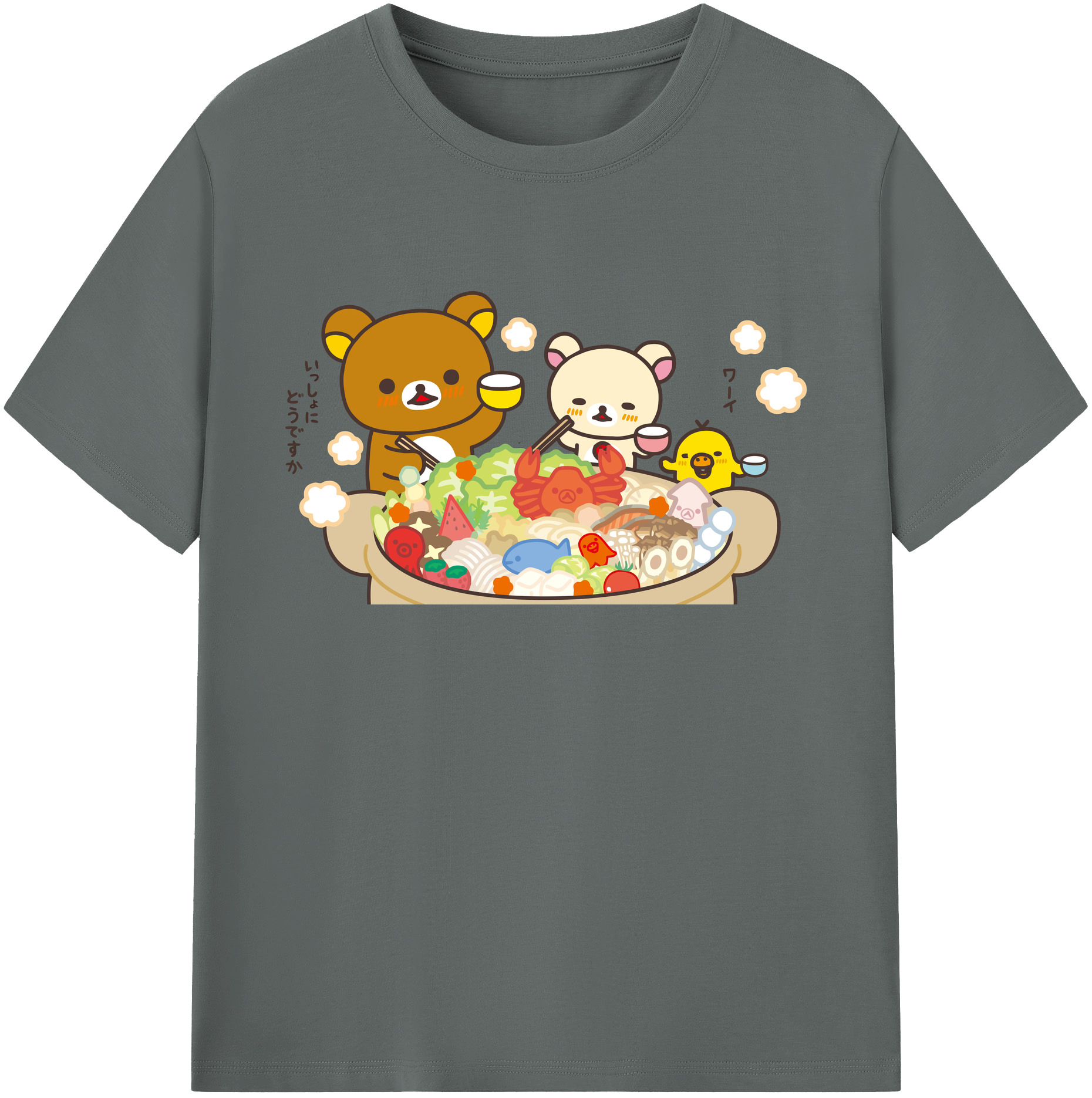（画像用） リラックマ リラックマ キイロイトリ Rilakkuma Korilakkuma Kiiroitori 綿100％ メンズ半袖Tシャツ｜肌触りやわらか＆通気性
